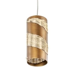 Flow 240M01BTR 1-Light Cylinder Mini Pendant Light - Baguette/Natural Rattan -Hanging Lighting 240M01BTR 4 c635a119 8d87 41a4 bf34 7595020ac560