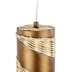 Flow 240M01BTR 1-Light Cylinder Mini Pendant Light - Baguette/Natural Rattan -Hanging Lighting 240M01BTR Detail 1 b2b17029 3e1b 4f4d 9d34 3c4cf605f21d