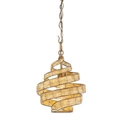 Hanging Lighting 19 Flow 240P01BTR 1-Light Twist Pendant Light - Baguette/Natural Rattan