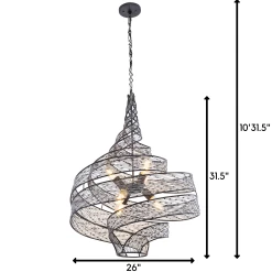 Flow 240P06SL 6-Light Pendant Light - Steel -Hanging Lighting 240P06SL dim
