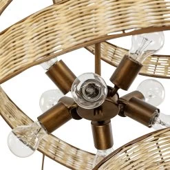 Flow 240P08BTR 8-Light Twist Pendant Light - Baguette/Natural Rattan -Hanging Lighting 240P08BTR Detail 3 29c0702d ba99 45c3 aa52 aba552af013d