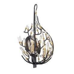 Bask 271K02MBFG 2-Light Crystal Wall Sconce - Matte Black/French Gold -Hanging Lighting 271K02MBFG 2