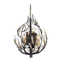 Bask 271K02MBFG 2-Light Crystal Wall Sconce - Matte Black/French Gold -Hanging Lighting 271K02MBFG 3