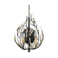 Bask 271K02MBFG 2-Light Crystal Wall Sconce - Matte Black/French Gold -Hanging Lighting 271K02MBFG 4
