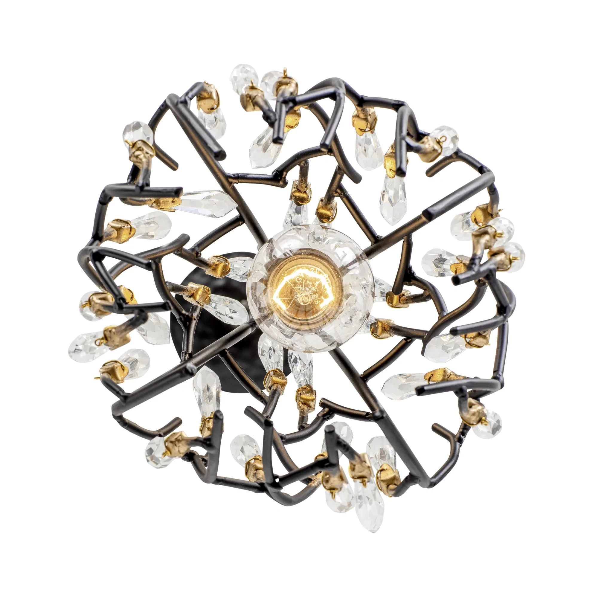 Bask 271M01MBFG 1-Light Crystal Mini Pendant Light - Matte Black/French Gold 5 Bask 271M01MBFG 1-Light Crystal Mini Pendant Light - Matte Black/French Gold - Image 3