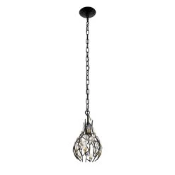 Bask 271M01MBFG 1-Light Crystal Mini Pendant Light - Matte Black/French Gold 11 Bask 271M01MBFG 1-Light Crystal Mini Pendant Light - Matte Black/French Gold -Hanging Lighting 271M01MBFG 3