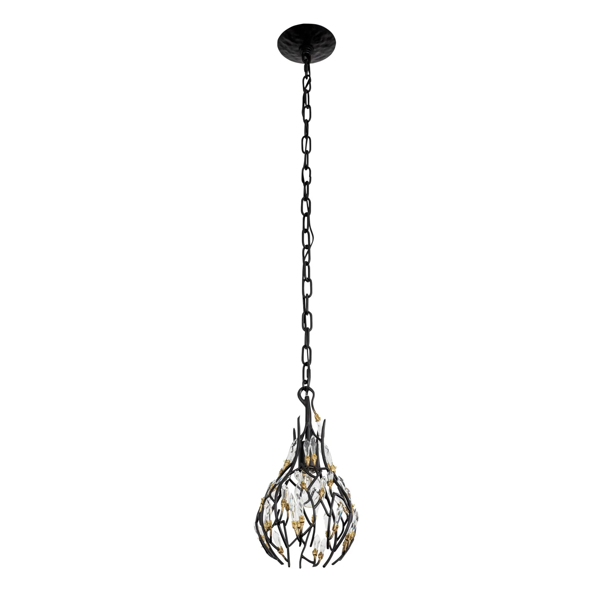 Bask 271M01MBFG 1-Light Crystal Mini Pendant Light - Matte Black/French Gold 6 Bask 271M01MBFG 1-Light Crystal Mini Pendant Light - Matte Black/French Gold - Image 4