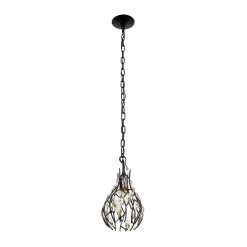 Bask 271M01MBFG 1-Light Crystal Mini Pendant Light - Matte Black/French Gold 12 Bask 271M01MBFG 1-Light Crystal Mini Pendant Light - Matte Black/French Gold -Hanging Lighting 271M01MBFG 4