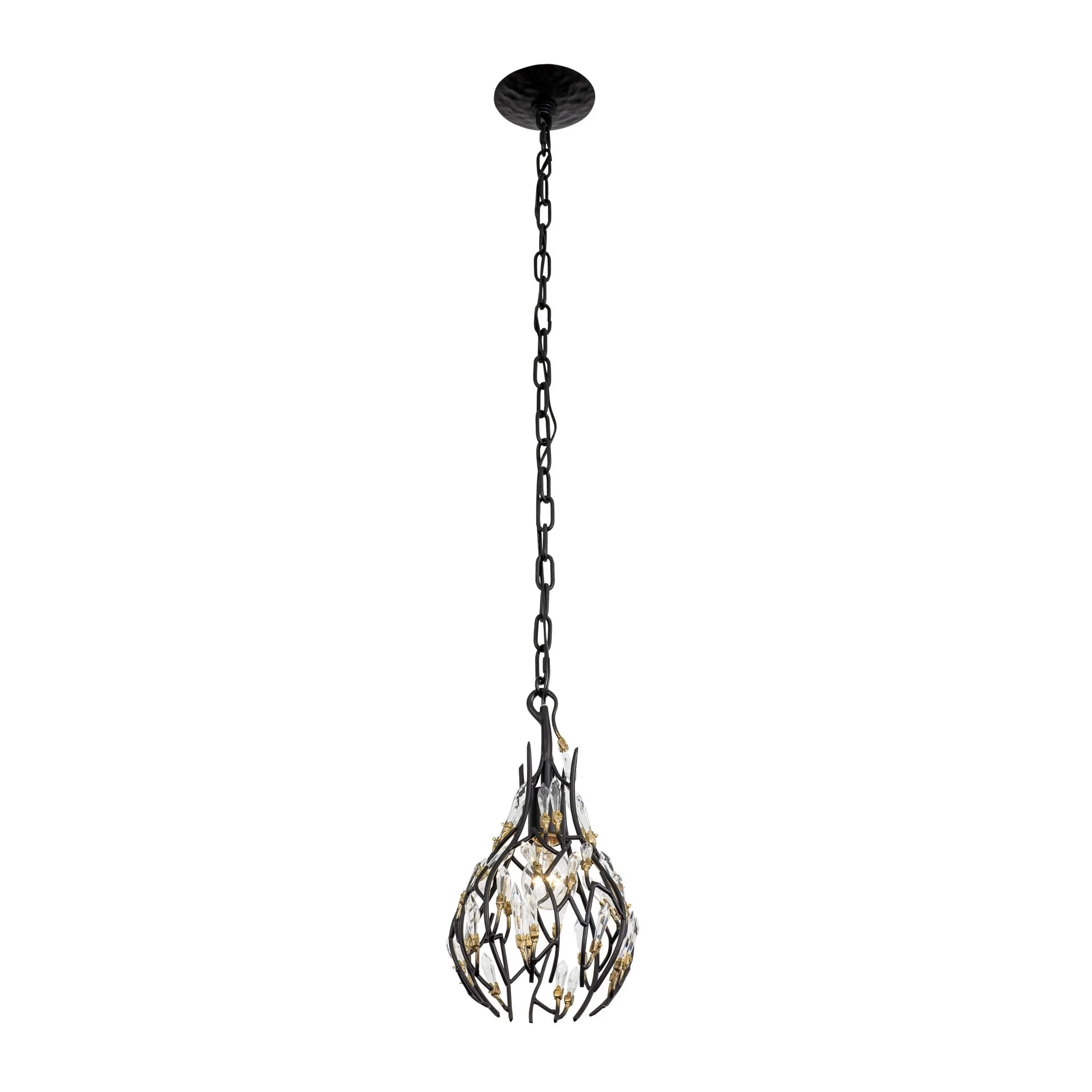 Bask 271M01MBFG 1-Light Crystal Mini Pendant Light - Matte Black/French Gold 7 Bask 271M01MBFG 1-Light Crystal Mini Pendant Light - Matte Black/French Gold - Image 5