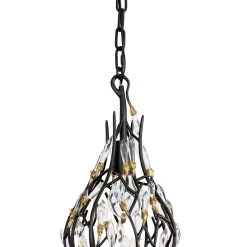 Bask 271M01MBFG 1-Light Crystal Mini Pendant Light - Matte Black/French Gold 13 Bask 271M01MBFG 1-Light Crystal Mini Pendant Light - Matte Black/French Gold -Hanging Lighting 271M01MBFG Detail 1