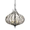 Bask 271P06MBFG 6-Light Crystal Pendant Light - Matte Black/French Gold -Hanging Lighting 271P06MBFG