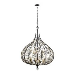 Bask 271P09MBFG 9-Light Crystal Pendant Light - Matte Black/French Gold -Hanging Lighting 271P09MBFG 4