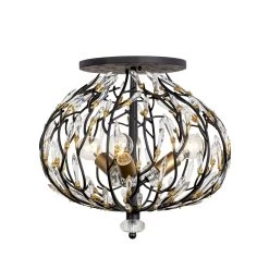 Bask 271S03MBFG 3-Light Crystal Ceiling Light - Matte Black/French Gold