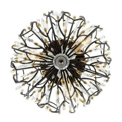 Bask 271S03MBFG 3-Light Crystal Ceiling Light - Matte Black/French Gold -Hanging Lighting 271S03MBFG 2