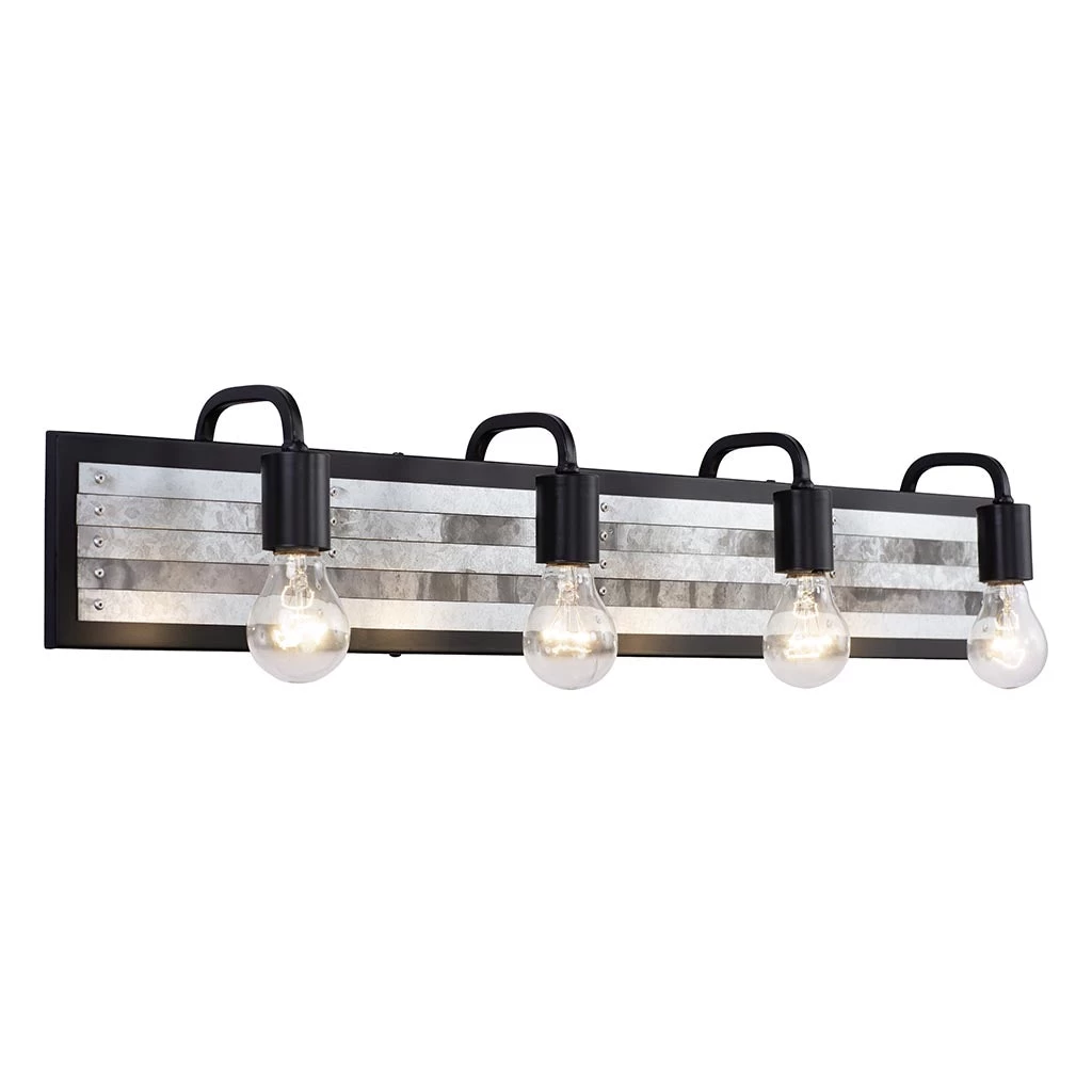 Abbey Rose 336B04BL 4-Light Vanity Light - Black/Galvanized 3 Abbey Rose 336B04BL 4-Light Vanity Light - Black/Galvanized