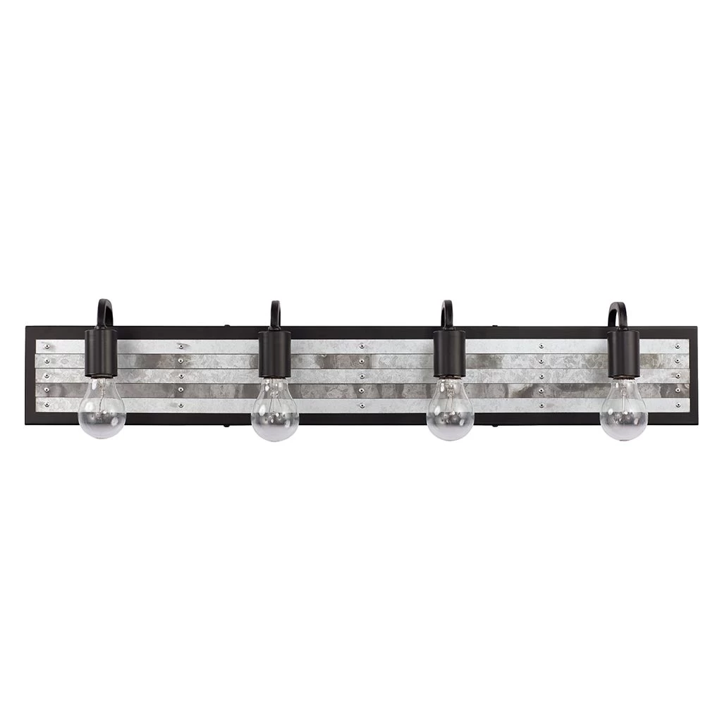 Abbey Rose 336B04BL 4-Light Vanity Light - Black/Galvanized 6 Abbey Rose 336B04BL 4-Light Vanity Light - Black/Galvanized - Image 4