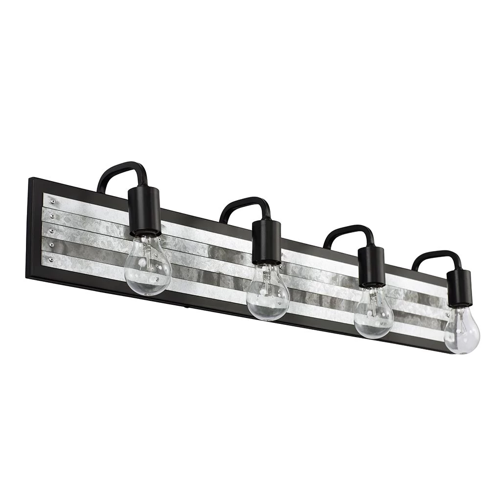 Abbey Rose 336B04BL 4-Light Vanity Light - Black/Galvanized 8 Abbey Rose 336B04BL 4-Light Vanity Light - Black/Galvanized - Image 6