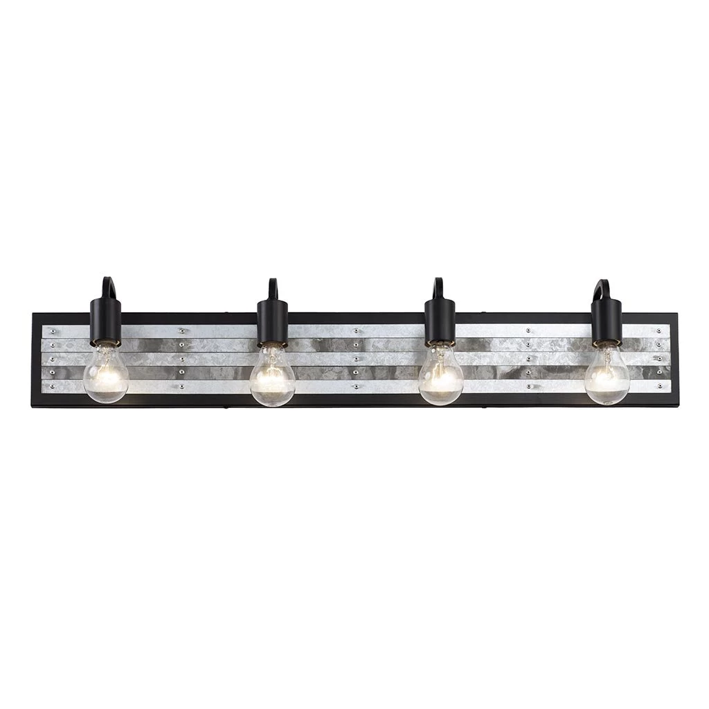 Abbey Rose 336B04BL 4-Light Vanity Light - Black/Galvanized 9 Abbey Rose 336B04BL 4-Light Vanity Light - Black/Galvanized - Image 7