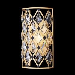 Windsor 345W01FGMB 1-Light Wall Sconce - French Gold/Matte Black -Hanging Lighting 345W01FGMB 1