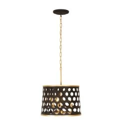 Bailey 346P03MBFG 3-Light Convertible Pendant/Semi-Flush - Matte Black/French Gold -Hanging Lighting 346P03MBFG 3