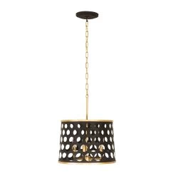 Bailey 346P03MBFG 3-Light Convertible Pendant/Semi-Flush - Matte Black/French Gold -Hanging Lighting 346P03MBFG 5