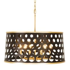 Hanging Lighting 15 Bailey 346P06MBFG 6-Light Pendant Light - Matte Black/French Gold