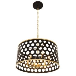 Bailey 346P06MBFG 6-Light Pendant Light - Matte Black/French Gold 12 Bailey 346P06MBFG 6-Light Pendant Light - Matte Black/French Gold -Hanging Lighting 346P06MBFG 1