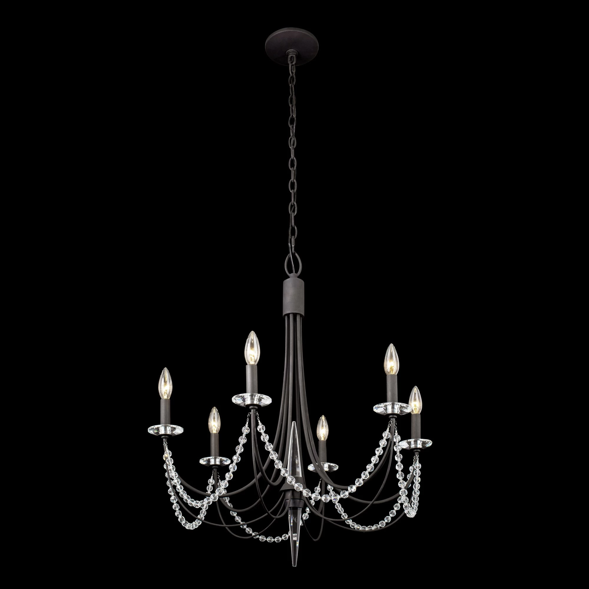 Brentwood 350C06CB 6-Light Chandelier - Carbon Black 4 Brentwood 350C06CB 6-Light Chandelier - Carbon Black - Image 2