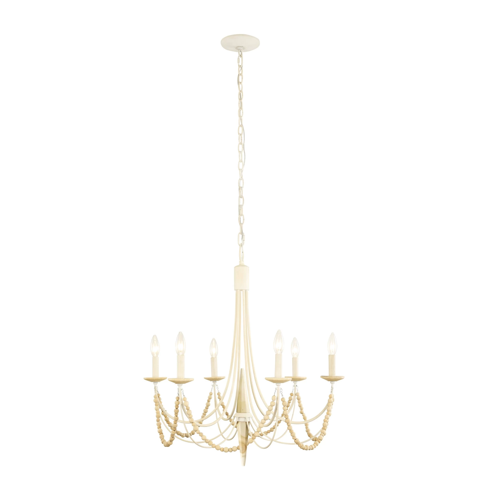 Brentwood 350C06CW 6-Light Chandelier - Country White 4 Brentwood 350C06CW 6-Light Chandelier - Country White - Image 2