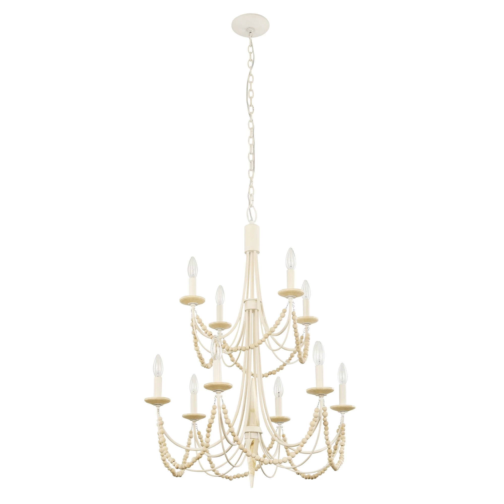 Brentwood 350C10CW 10-Light Chandelier - Country White 4 Brentwood 350C10CW 10-Light Chandelier - Country White - Image 2