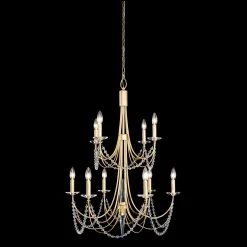 Brentwood 350C10FG 10-Light Chandelier - French Gold -Hanging Lighting 350C10FG
