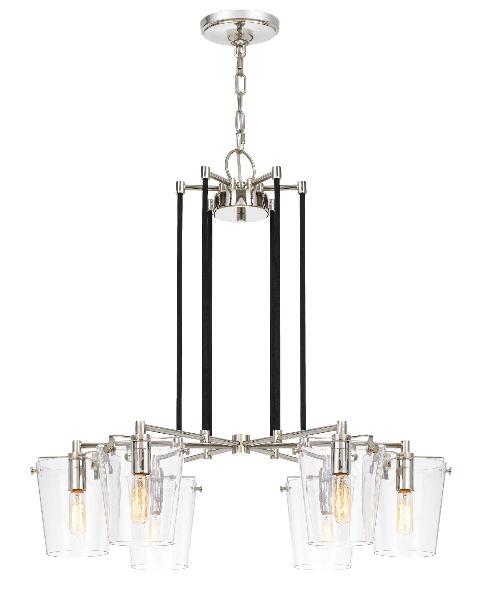 Arlo 351C06BLPN 6-Light Chandelier - Black/Polished Nickel 3 Arlo 351C06BLPN 6-Light Chandelier - Black/Polished Nickel