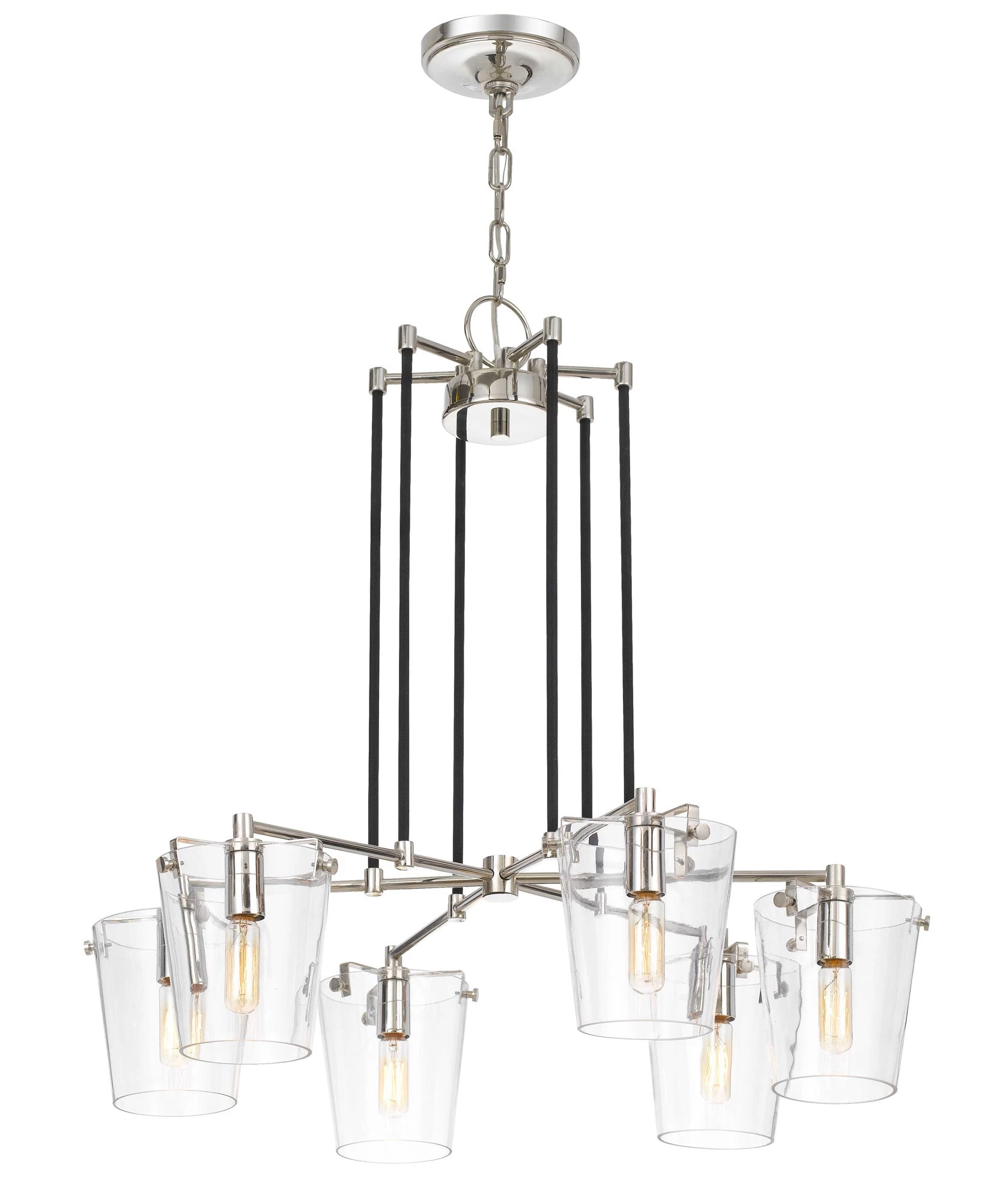 Arlo 351C06BLPN 6-Light Chandelier - Black/Polished Nickel 4 Arlo 351C06BLPN 6-Light Chandelier - Black/Polished Nickel - Image 2