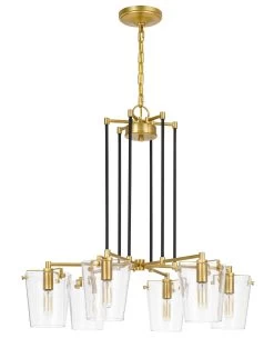 Arlo 351C06BLSB 6-Light Chandelier - Black/Satin Brass -Hanging Lighting 351C06BLSB 3