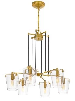 Arlo 351C06BLSB 6-Light Chandelier - Black/Satin Brass -Hanging Lighting 351C06BLSB 4