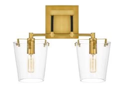 Arlo 351K02BLSB 2-Light Vanity Light - Black/Satin Brass -Hanging Lighting 351K02BLSB 4
