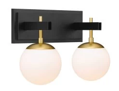 Allie 352B02BLSB 2-Light Vanity Light - Black/Satin Brass -Hanging Lighting 352B02BLSB