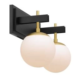 Allie 352B02BLSB 2-Light Vanity Light - Black/Satin Brass -Hanging Lighting 352B02BLSB 1