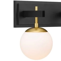 Allie 352B02BLSB 2-Light Vanity Light - Black/Satin Brass -Hanging Lighting 352B02BLSB 4