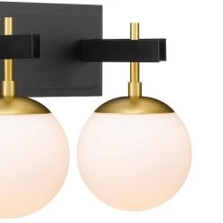 Allie 352B03BLSB 3-Light Vanity Light - Black/Satin Brass -Hanging Lighting 352B03BLSB 3