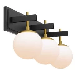 Allie 352B03BLSB 3-Light Vanity Light - Black/Satin Brass -Hanging Lighting 352B03BLSB 4