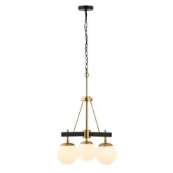 Allie 352C03BLSB 3-Light Chandelier - Black/Satin Brass