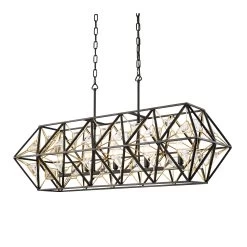 Marcia 353N05MBFG 5-Light Kitchen Island Pendant - Matte Black/French Gold -Hanging Lighting 353N05MBFG