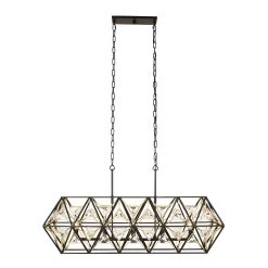 Marcia 353N05MBFG 5-Light Kitchen Island Pendant - Matte Black/French Gold -Hanging Lighting 353N05MBFG 3