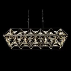 Marcia 353N05MBFG 5-Light Kitchen Island Pendant - Matte Black/French Gold -Hanging Lighting 353N05MBFG 5