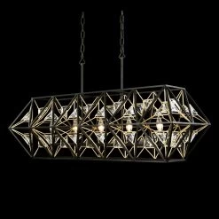 Marcia 353N05MBFG 5-Light Kitchen Island Pendant - Matte Black/French Gold -Hanging Lighting 353N05MBFG 7