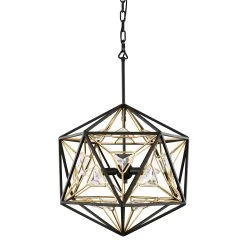 Marcia 353P03MBFG 3-Light Pendant Light - Matte Black/French Gold