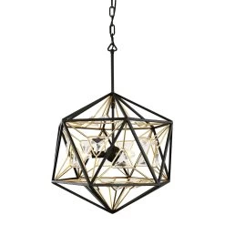 Marcia 353P03MBFG 3-Light Pendant Light - Matte Black/French Gold 12 Marcia 353P03MBFG 3-Light Pendant Light - Matte Black/French Gold -Hanging Lighting 353P03MBFG 2