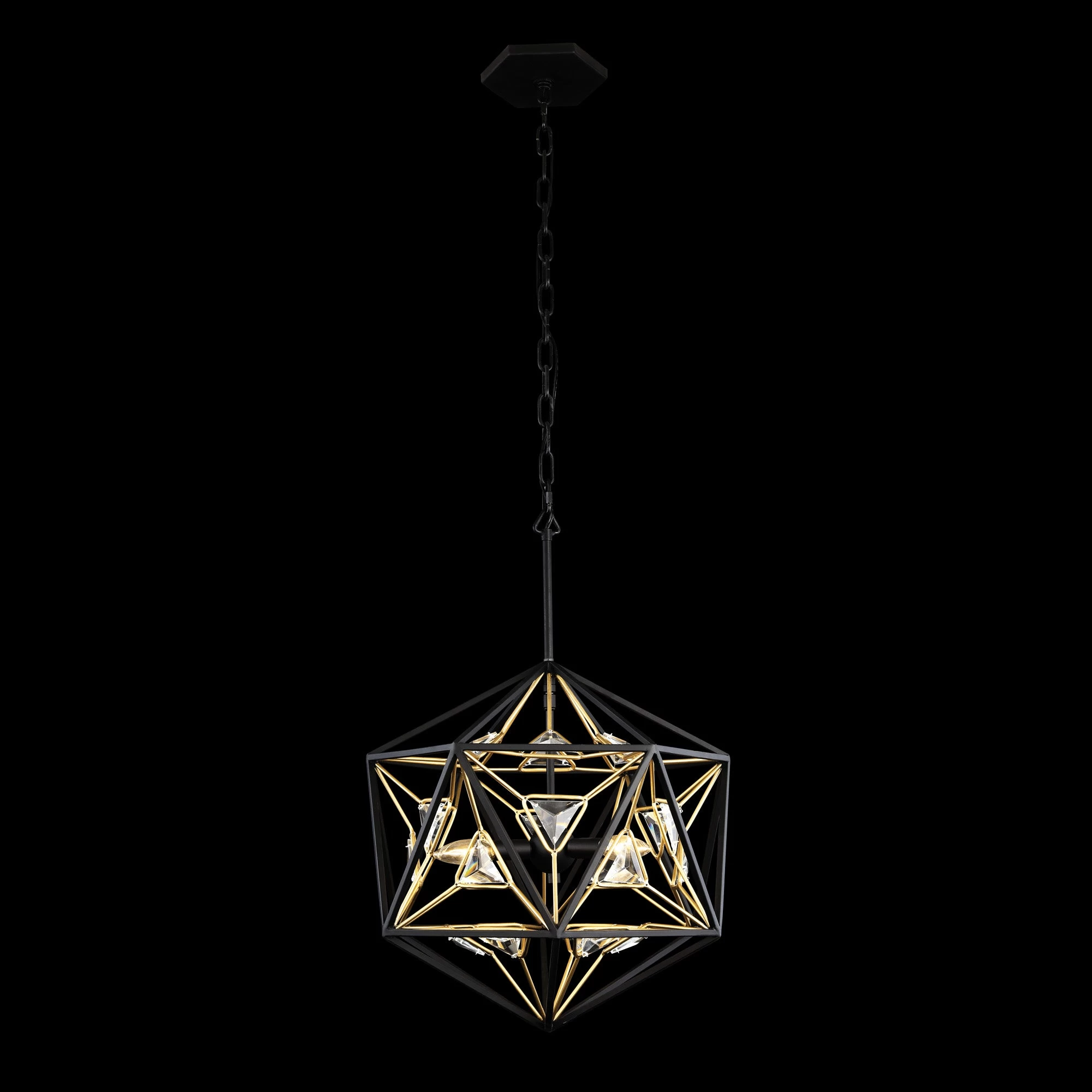 Marcia 353P03MBFG 3-Light Pendant Light - Matte Black/French Gold 10 Marcia 353P03MBFG 3-Light Pendant Light - Matte Black/French Gold - Image 8