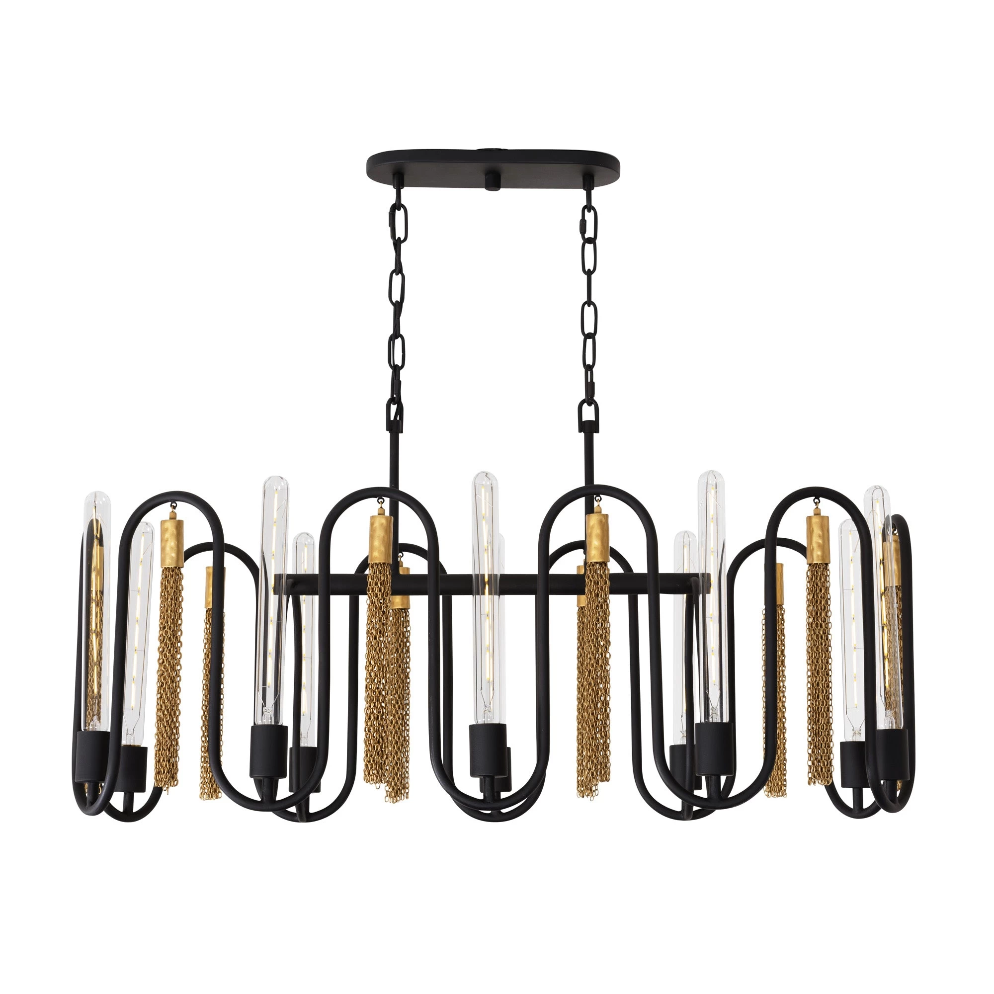 Darden 354N10MBAG 10-Light Kitchen Island Pendant - Matte Black/Antique Gold 3 Darden 354N10MBAG 10-Light Kitchen Island Pendant - Matte Black/Antique Gold